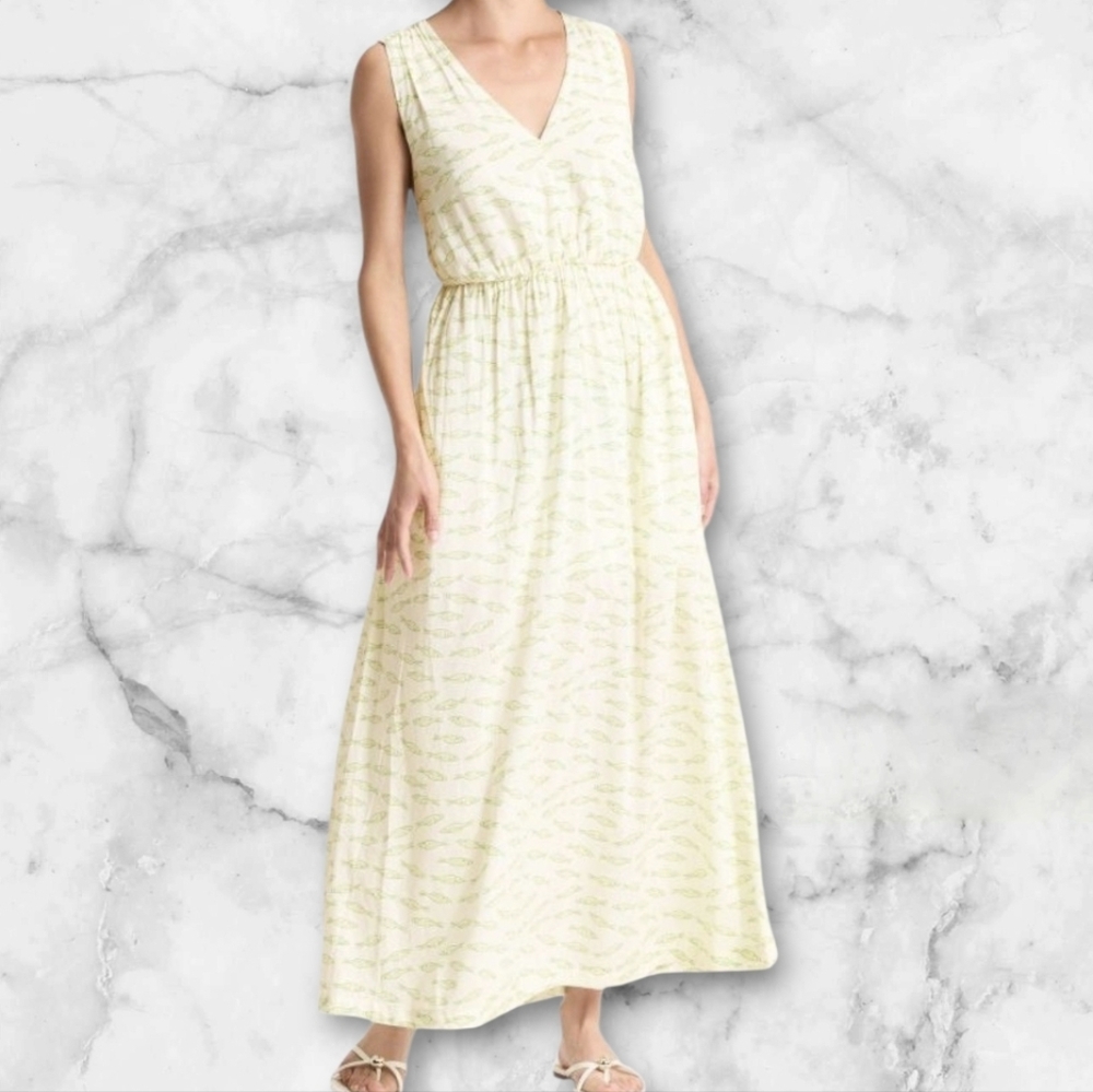 Women's Sardine Maxi Open Back Sundress - A New Day Cream Print XL